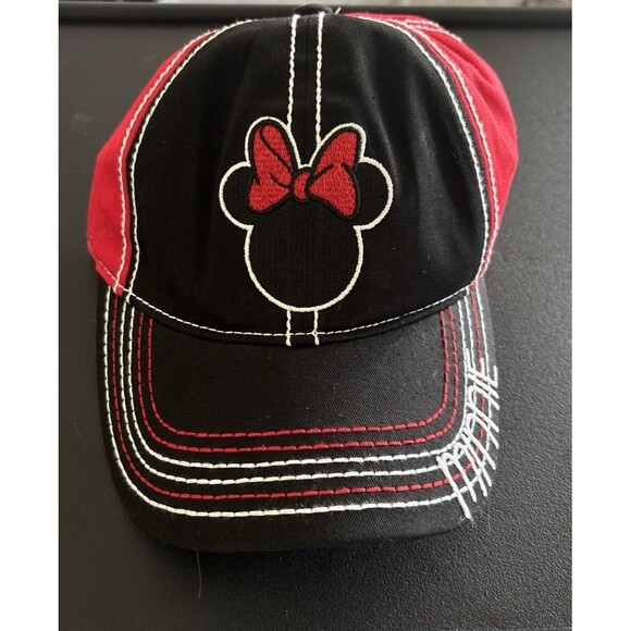 Disney Minnie Mouse Womens Baseball Hat Adjustable Strapback Cap White Polka Dot - Picture 1 of 4
